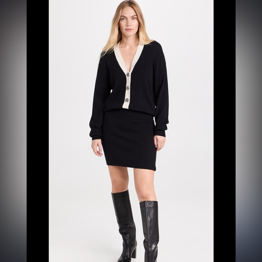 Ramy Brook Andrea Wool Blend Black Knit Long Sleeve‎ Dress XL